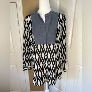 Jcrew Denim look printed blouse tunic